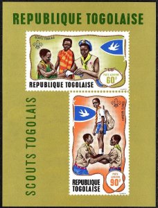 Togo C98a sheet,MNH.Michel Bl.36. Boy Scouts,1968.Flag with Bird.