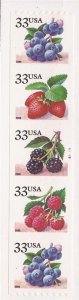 US Stamp - 2000 Berries - Plate Strip of 5 Stamps Perf 8.5h #3404-7