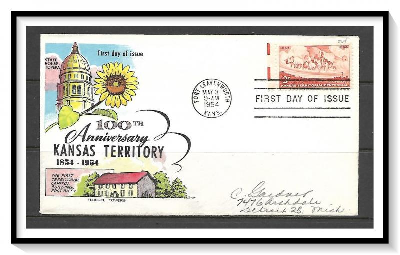 US #1061 Kansas Territory Fluegel Cachet FDC