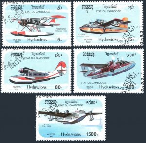 Cambodia 1247-1251,1252,CTO.Michel 1323-1327,Bl.195. Seaplanes 1992.Widgeon.