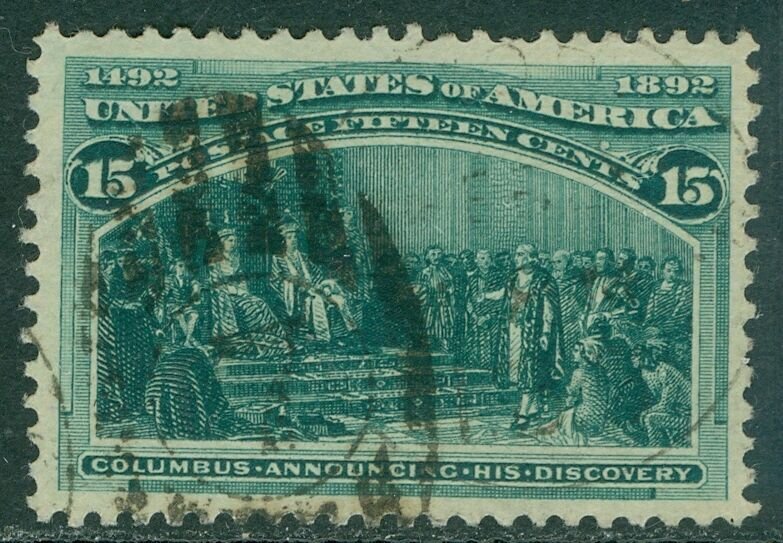 USA : 1893. Scott #238 Used. A Large, XF stamp with big margins & duplex cancel.