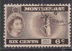 Montserrat 1953 QE2 6ct Badge of Presidency Type 1 Used SG 142 ( D1335 )