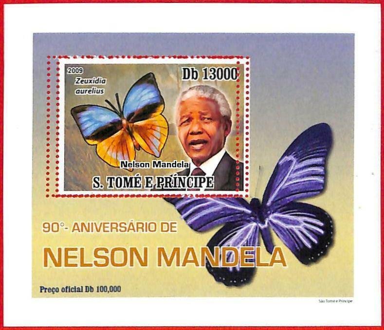 A3344- SAO TOME & PRINCIPE, ERROR MISPERF Souvenir s: 2009, Mandela, Butterflies