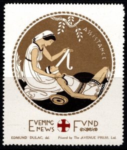 1914 Great Britain Poster Stamp Evening News Red Cross Fund (Assistance) Unused