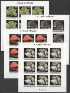 B0123 Imperf 2004 S.Tome & Principe Minerals Geology Crystals 9Set Mnh