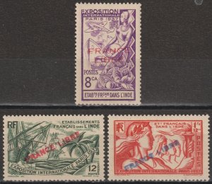 EDSROOM-17388 French India 135, 136, 138 MNH 1941 CV$22