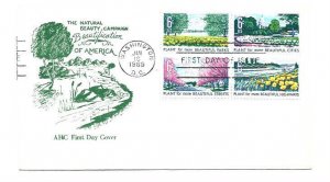 1365-68 Beautification of America, AHC, block of 4, FDC