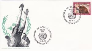 U.N.  - Geneva # 16, Refugees, First Day Cover