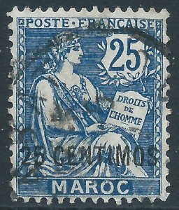 French Morocco, Sc #18, 25c on 25c, Used