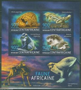 CENTRAL AFRICA 2013 AFRICAN FAUNA  SHEET  MINT NH