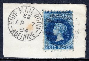 South Australia - Scott #69 - Used on piece - SHIP MAIL ROOM CDS - SCV $7.00