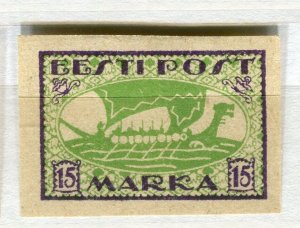 ESTONIA; 1919-20 Imperf pictorial issue fine Mint hinged Shade of 15M. value