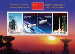 GUINEA BISSAU - 2011 - Shenzhou, Chinese Space - Perf 4v Sheet-Mint Never Hinged