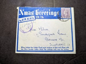 1942 Egypt Xmas Greetings Airmail Cover to Glagow Scotland