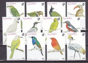 Gambia, Scott cat. 1375 a-l. Various Birds issue. ^