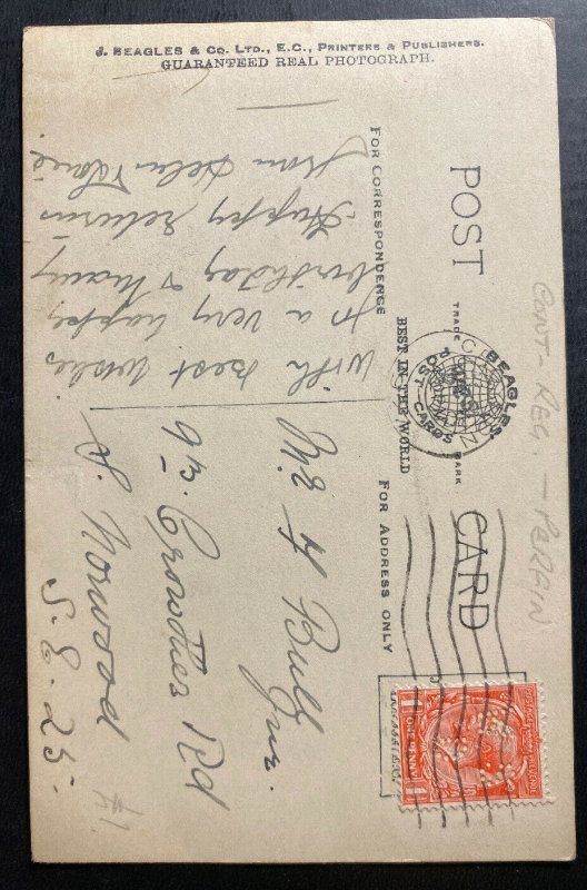 1927 Croydon England Picture Postcard Cover Perfin Stamp Birthday Greetings