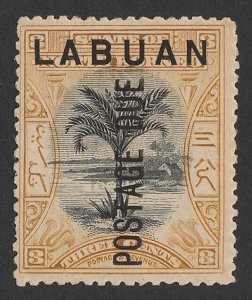 LABUAN 1901 'Postage Due' on Tree 3c black & ochre, perf 13½-14.