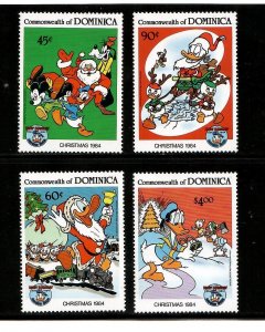 Dominica 1984 - Disney Christmas Donald Duck - Set of 4 Stamps Scott #869-73 MNH