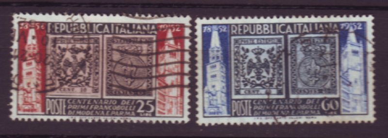 J22647 Jlstamps 1952 italy set used #602-3 stamps