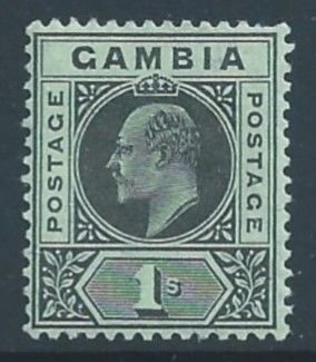 Gambia #59 MH 1sh King Edward VII - Wmk. 3