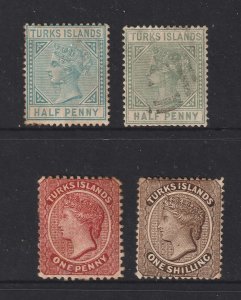 Turks Islands x 4 old ones M&U