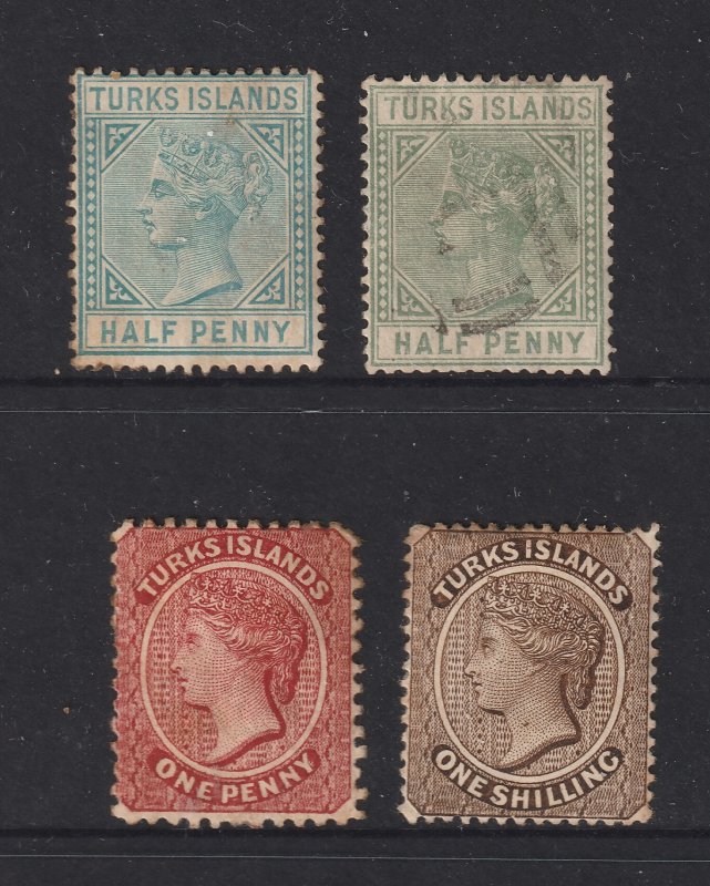 Turks Islands x 4 old ones M&U