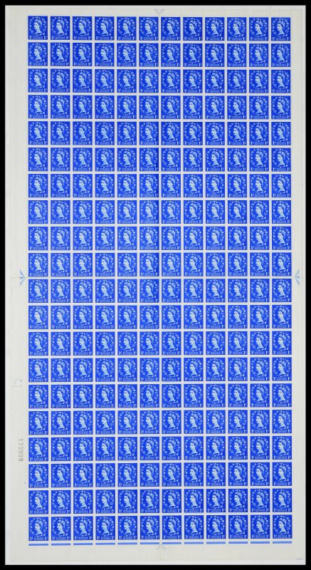 1d Wilding Violet 9.5mm Full Sheet Cyl 5 No Dot UNMOUNTED MINT
