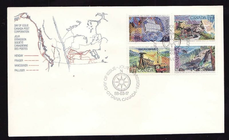 Canada-Sc#1202a-stamps on FDC-Explorations-1988-