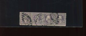 Scott #456 USED Coil Strip of 4 Stamps with APS & PSE Certs (Stock 456-S4)