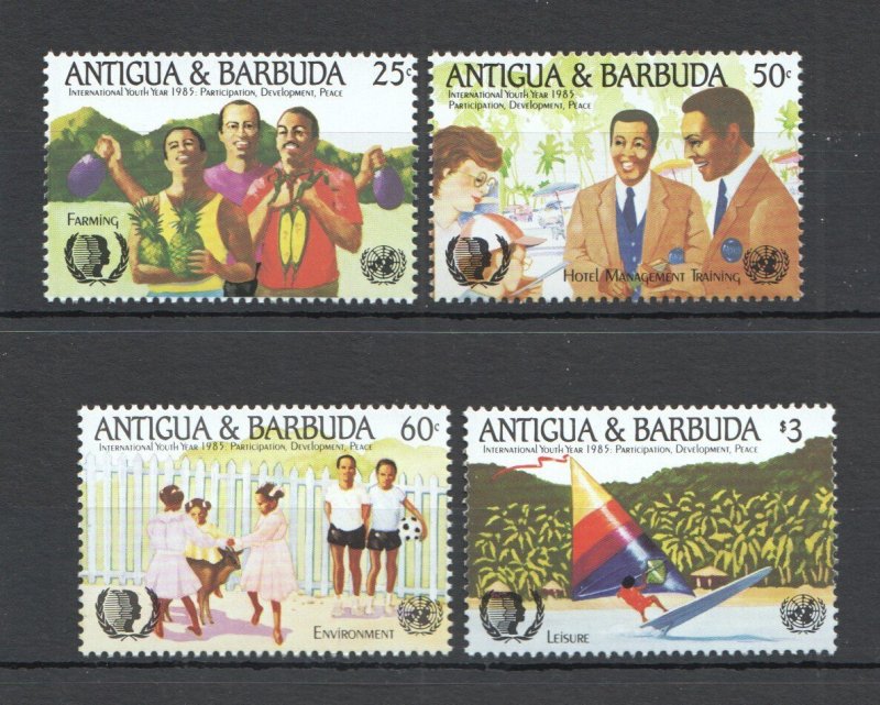 Ss0167 1985 Antigua & Barbuda International Youth Year Tourism #862-865 Set Mnh