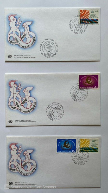 3 UN, UNITED NATIONS , FDC, 	RENEWABLE RESOURCES 			