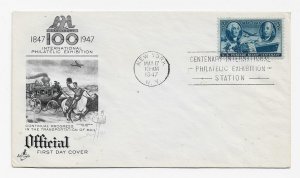 US 947 (Me-24) 3c Stamp Centenary single on FDC Artcraft Cachet ECV $10.00