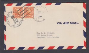 US Sc 723 FDC. 1932 6c Garfield coil pair on Air Mail cover, Los Angeles cancel