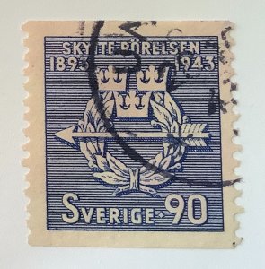 Sweden 1943 Scott 343 used -  90o, National Voluntary Rifle Association