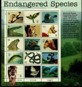 Scott 3105 Endangered Species Collectible Sheet Fifteen 32 Cent Stamps