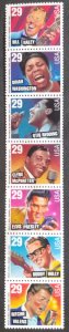 U.S.#2730a  Rock'n Roll Singers 29c Vert.Strip 7, MNH. Pics sequence may differ.