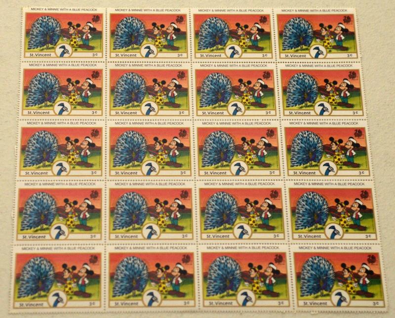 5 St. Vincent Disney Topical Animation Stamps Postage Blocks Sheets MINT NH 