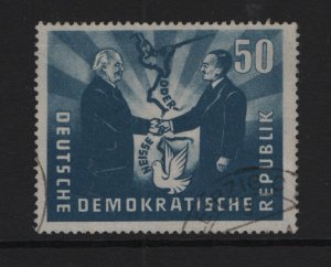 German Democratic Republic  #81 used 1951  Pieck and Bierut shaking hands  50pf