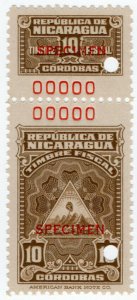 (I.B) Nicaragua Revenue : Duty Stamp 10CD (ABN Specimen)