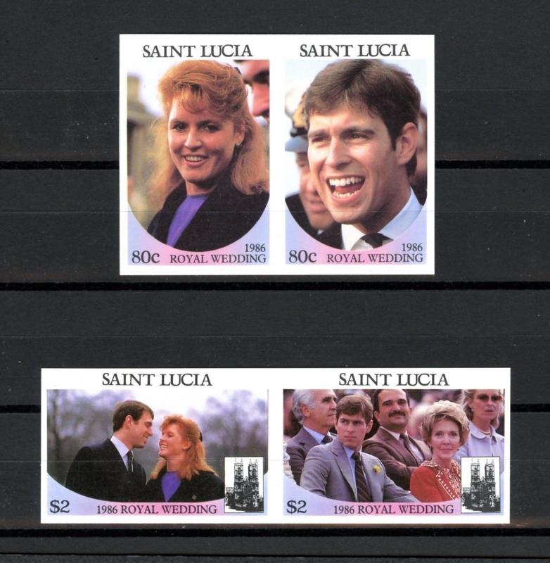 St. Lucia Scott #839-840 Imperf MNH Prince Andrew - Sarah Ferguson CV$4+