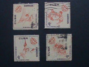 ​CUBA-1962 NATIONAL SPORTS INSTITUTE STAMPS THE MOST HARD TO FIND USED VF