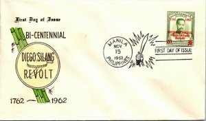 1962 Philippines FDC - Bicentennial Diego Silang Revolt - Manila - F14894