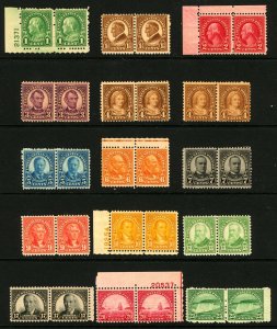 #632-#699 1926-1934 1c-25c Assorted Rotary Press Horizontal Pairs MNH 15 Items