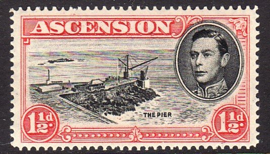 1938-53 Ascension KGVI The Pier 1½p issue Perf 13½ MLH Sc# 42b $5.75