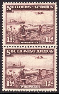 1937 SWA Mail Transport Train / Plane 1½ pence pair issue Sc# 110 MMH CV: $30