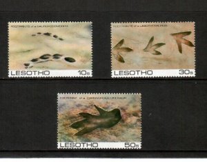 Lesotho 1984 - Prehistoric Fottprints - Set of 3 Stamps - Scott #445-7 - MNH