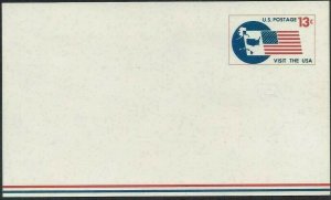 Scott # UXC8 1967, 13 cent Visit the USA air post card mint