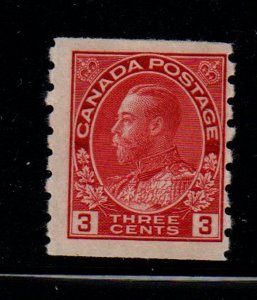 Canada Sc 130 1924 3 c carmine G V Admiral issue coil perf 8 vert stamp mint