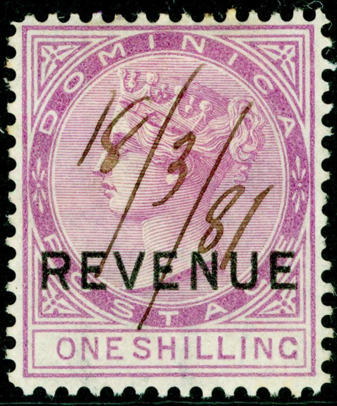 DOMINICA SGR3, 1s magenta, FINE USED. Cat £16.