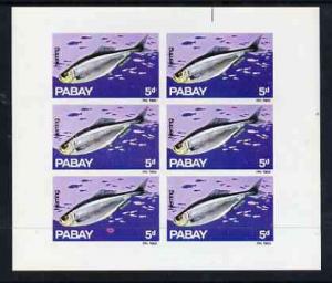 Pabay 1969 Fish 5d (Herring) complete imperf sheetlet of ...